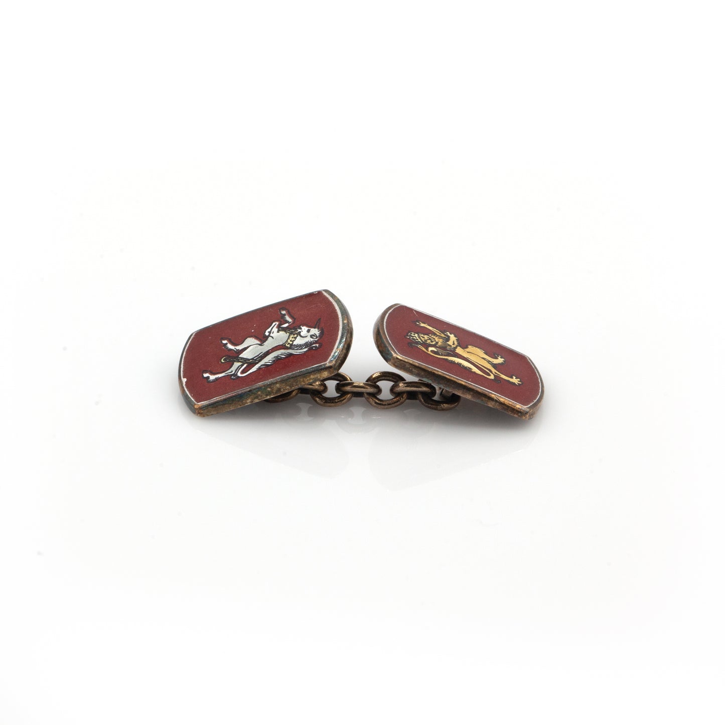 Estate Collection Vintage Lion & Unicorn Enamel Cuff Links