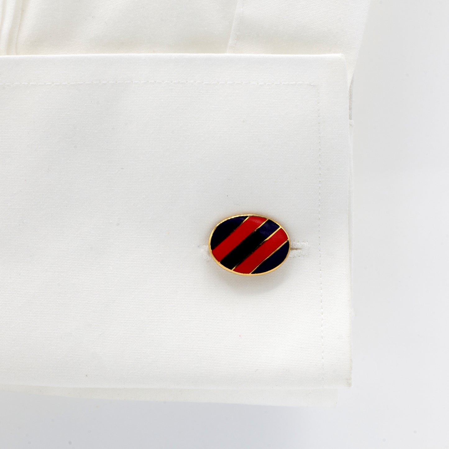 Estate Collection Vintage Striped Enamel Longmire Cuff Links