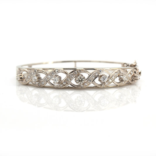 Estate Collection 1.5CT Diamonds Hinged Bracelet