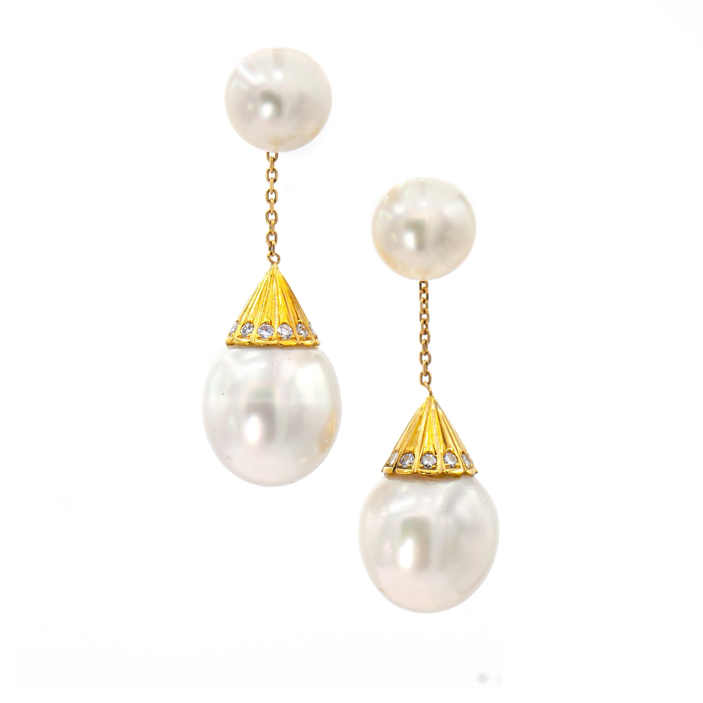 Estate Collection Tahitian Pearl & Diamond Earrings