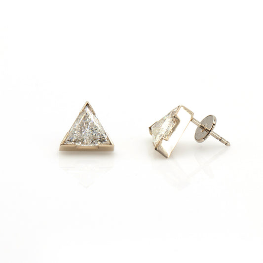 14K Gold 2CT Trillion Diamond Earrings