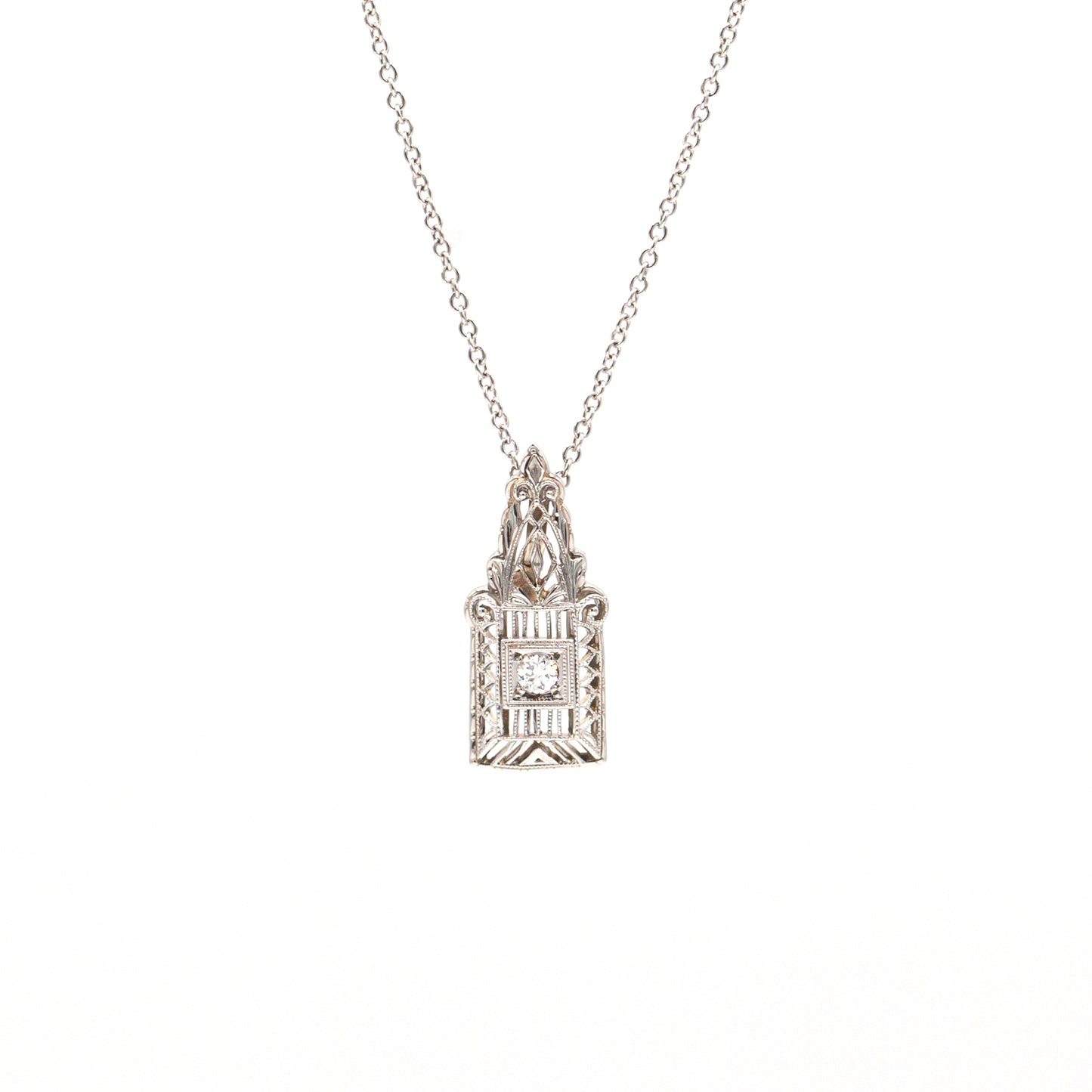 Estate Collection Platinum Art Deco Diamond Pendant