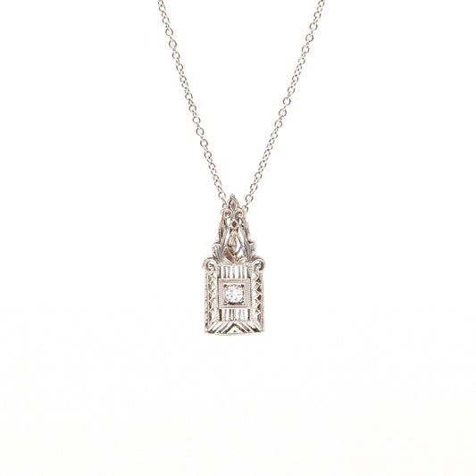 Estate Collection Platinum Art Deco Diamond Pendant