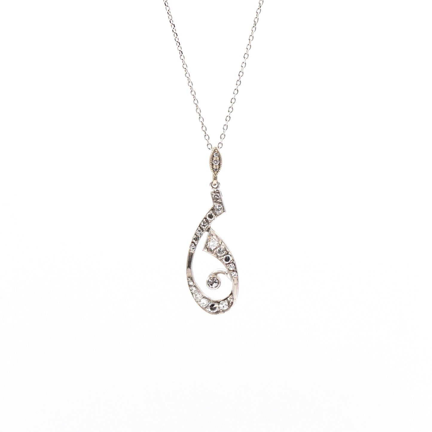 Estate Collection Platinum Art Nouveau Diamond Pendant