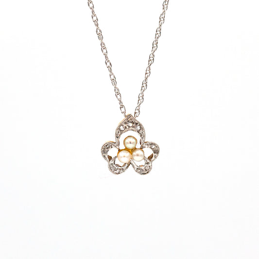 Estate Collection Edwardian Diamond & Pearl Pendant