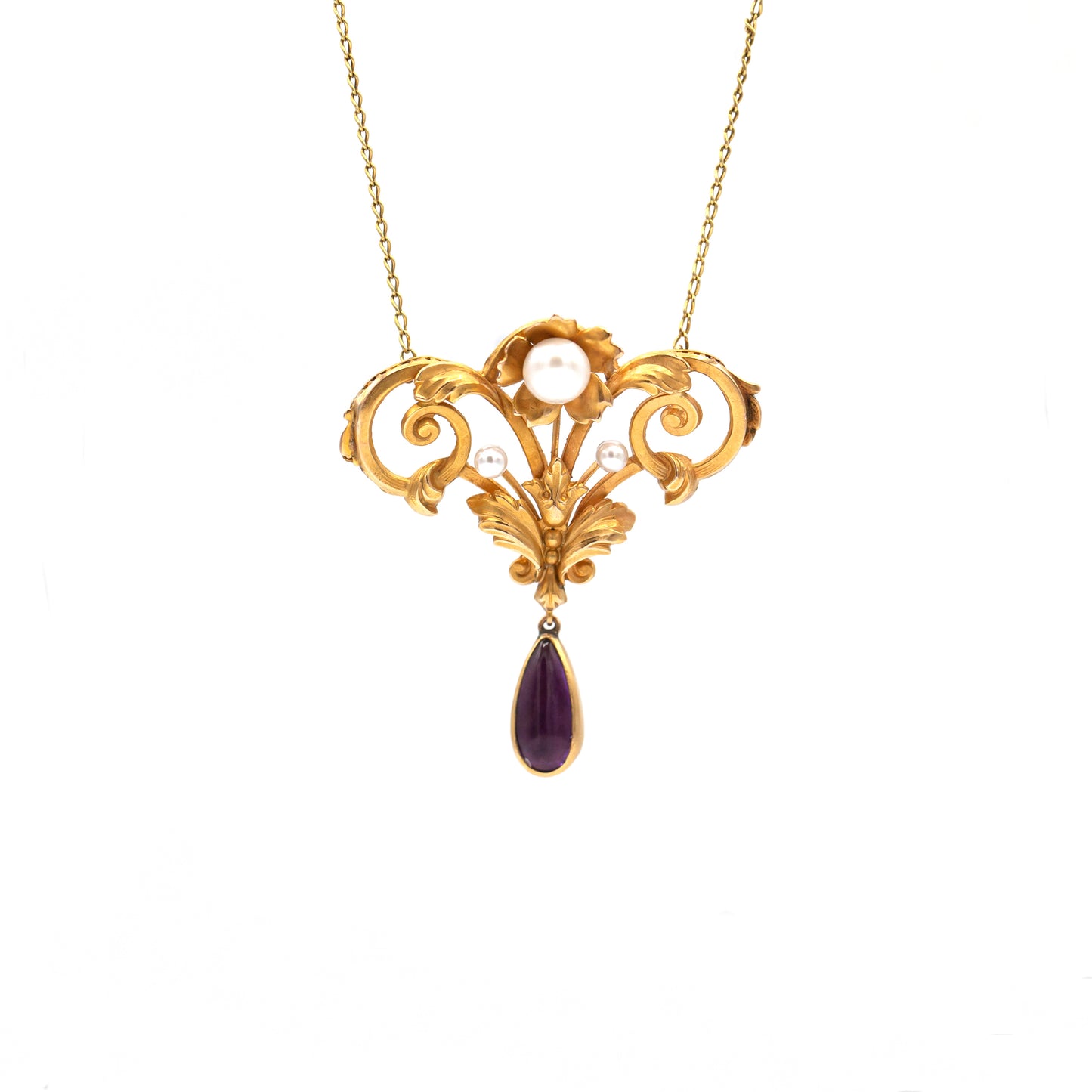 Estate Collection Art Nouveau Amethyst & Pearl Pendant