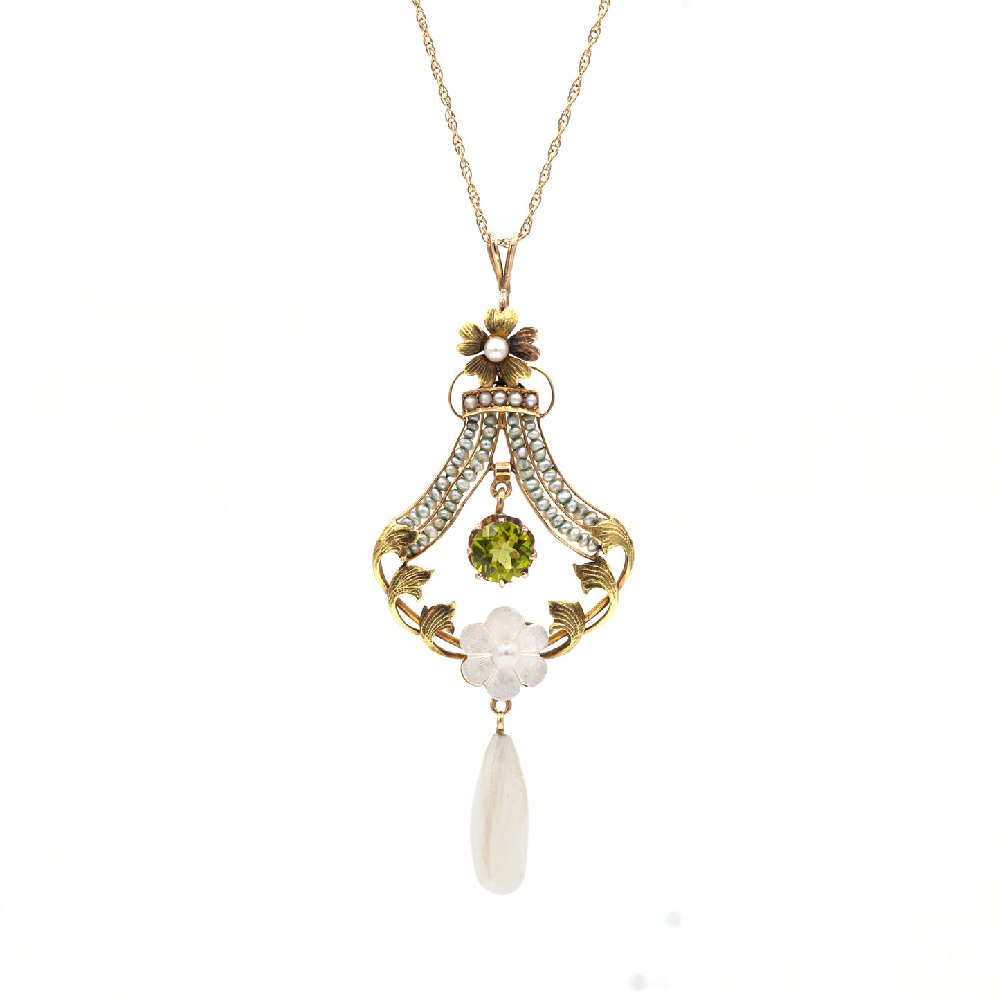 Estate Collection Antique Peridot & Pearl Pendant