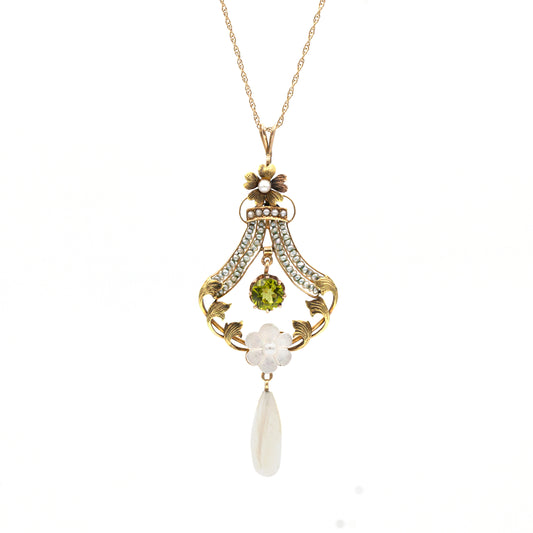 Estate Collection Antique Peridot & Pearl Pendant