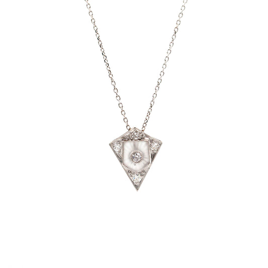 Estate Collection Art Deco Camphor Glass Diamond Pendant