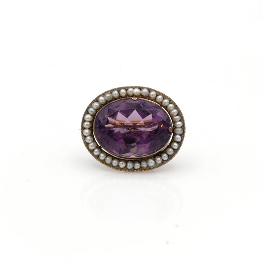 Estate Collection Amethyst & Pearl Brooch