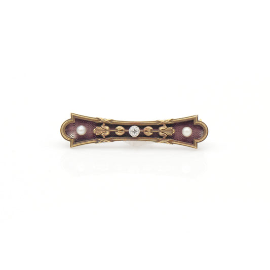 Estate Collection Antique Diamond & Pearl Bar Pin