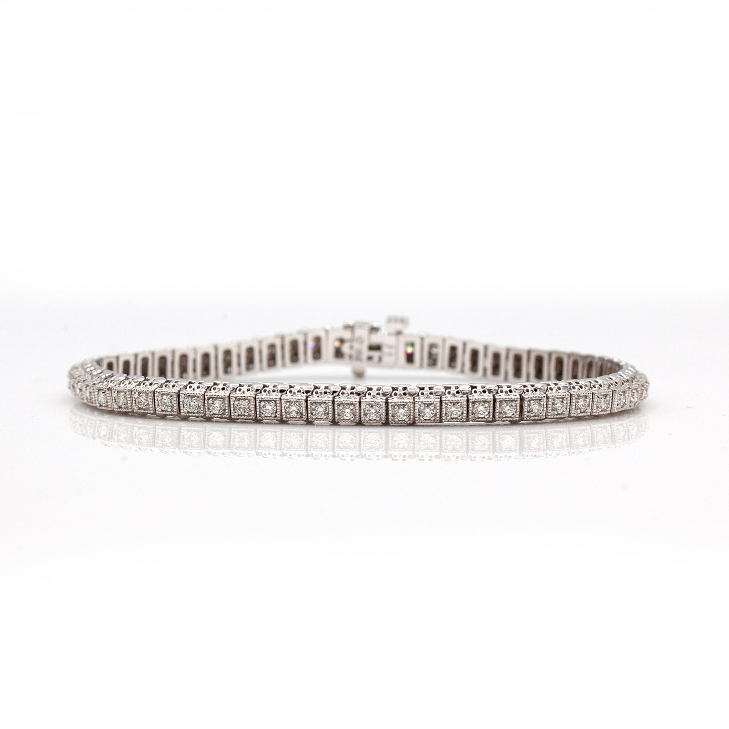 14K White Gold 2.50CT Diamond Vintage-Style Tennis Bracelet