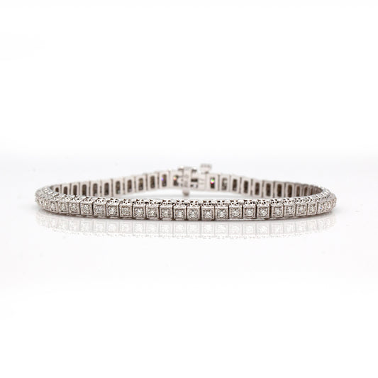 14K White Gold 2.50CT Diamond Vintage-Style Tennis Bracelet