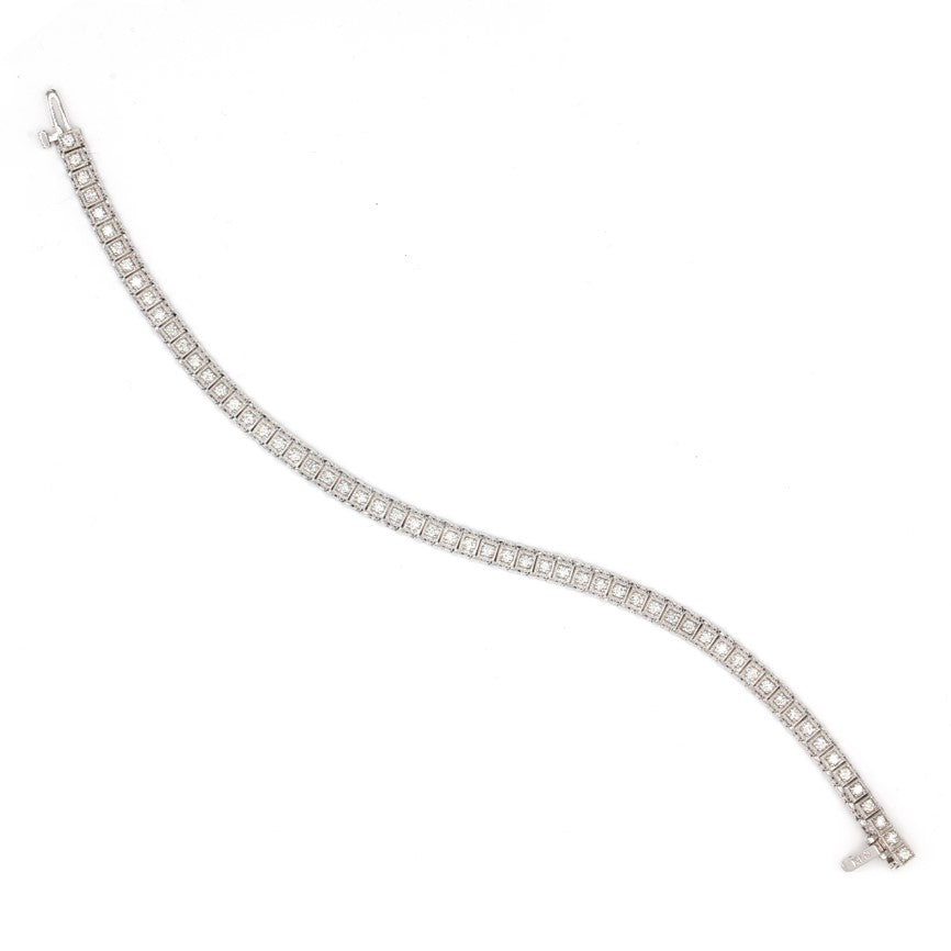 14K White Gold 2.50CT Diamond Vintage-Style Tennis Bracelet