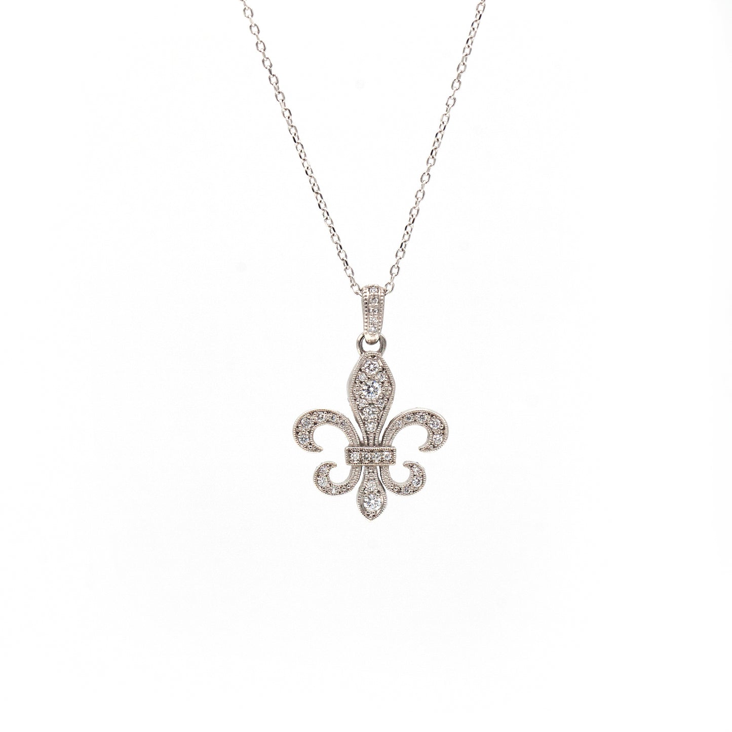 14K Diamond Fleur de Lis Pendant