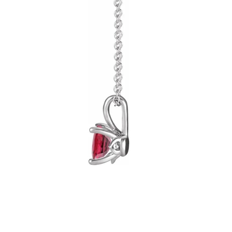 14K White Gold Ruby Pendant