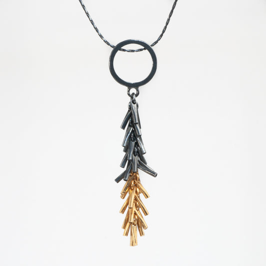 Mysterium Collection Black & Gold "Needles Tassel" Necklace