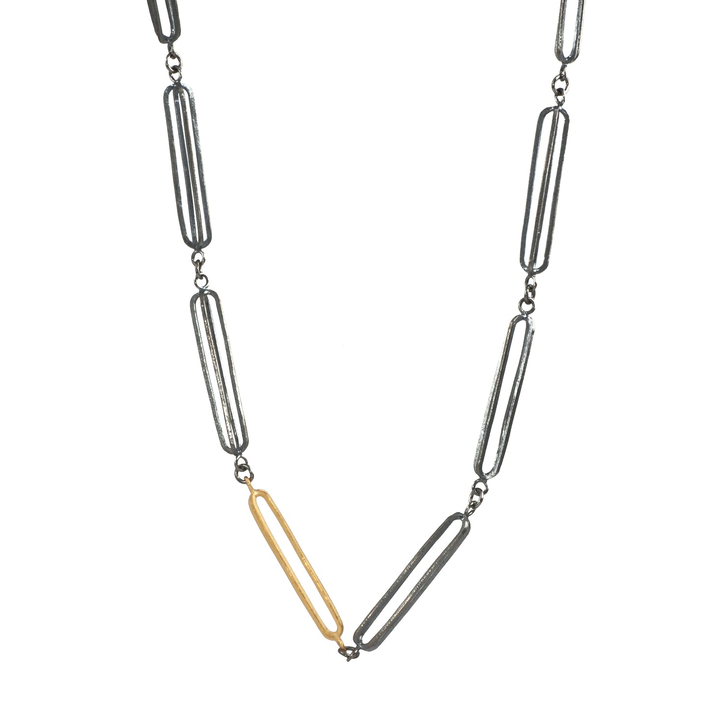 Mysterium Collection Black and Gold Open Oval Link Necklace