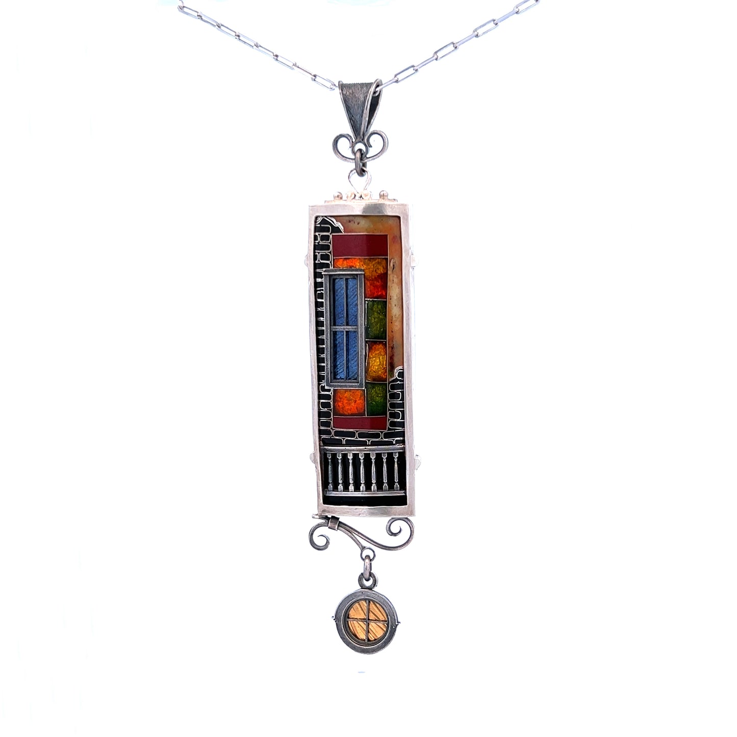 James Carter Cloisonné Enameled Window Pendant