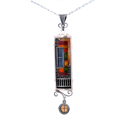James Carter Cloisonné Enameled Window Pendant