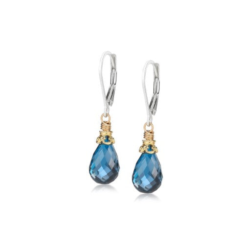 Anatoli Collection Sterling Silver Vermeil London Blue Topaz Earrings