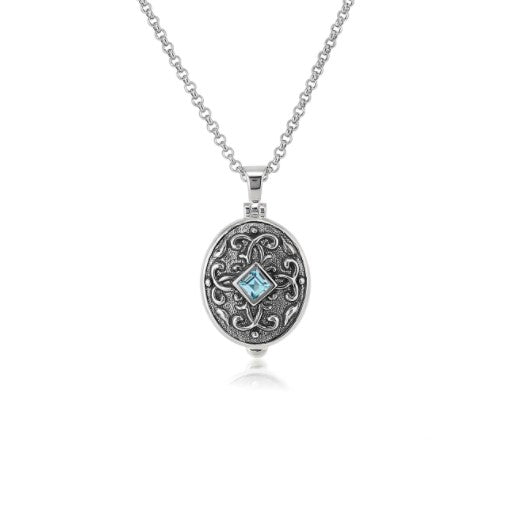 Conmoción intelectual Reciclar Anatoli Collection Sterling Silver Blue Topaz Locket – Symmetry Jewelers