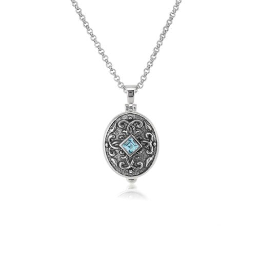 Anatoli Collection Sterling Silver Blue Topaz Locket