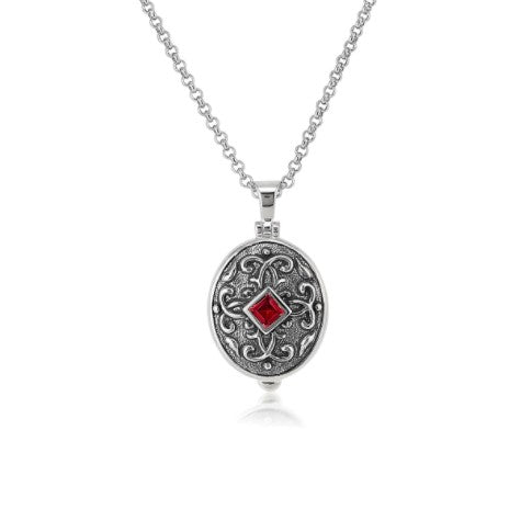 Anatoli Collection Sterling Silver Garnet Locket