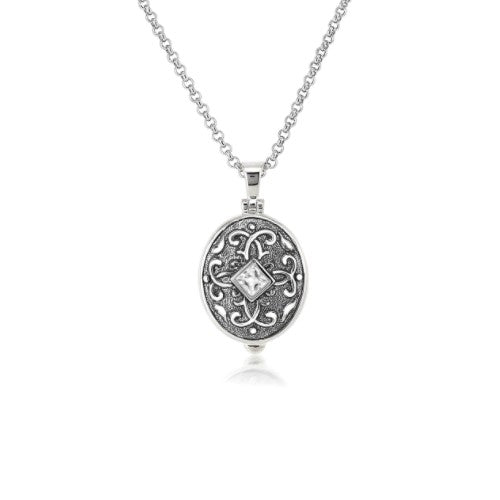 Anatoli Collection Sterling Silver White Topaz Locket