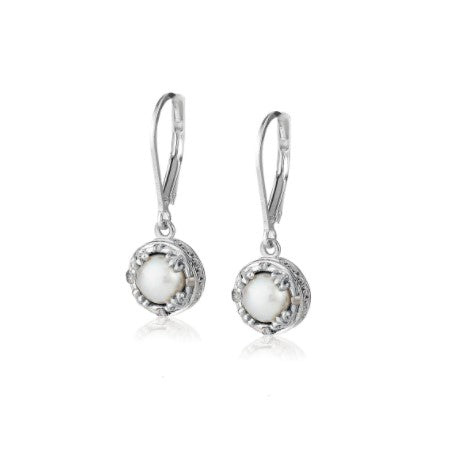 Anatoli Collection White Pearl Drop Earrings (sml)