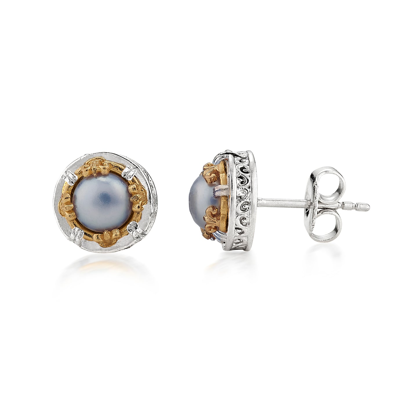 Anatoli Collection Gray Pearl Stud Earrings (sml)