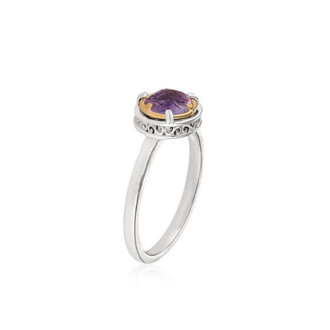 Anatoli Collection Sterling Silver & 18K Amethyst Ring (Sml)