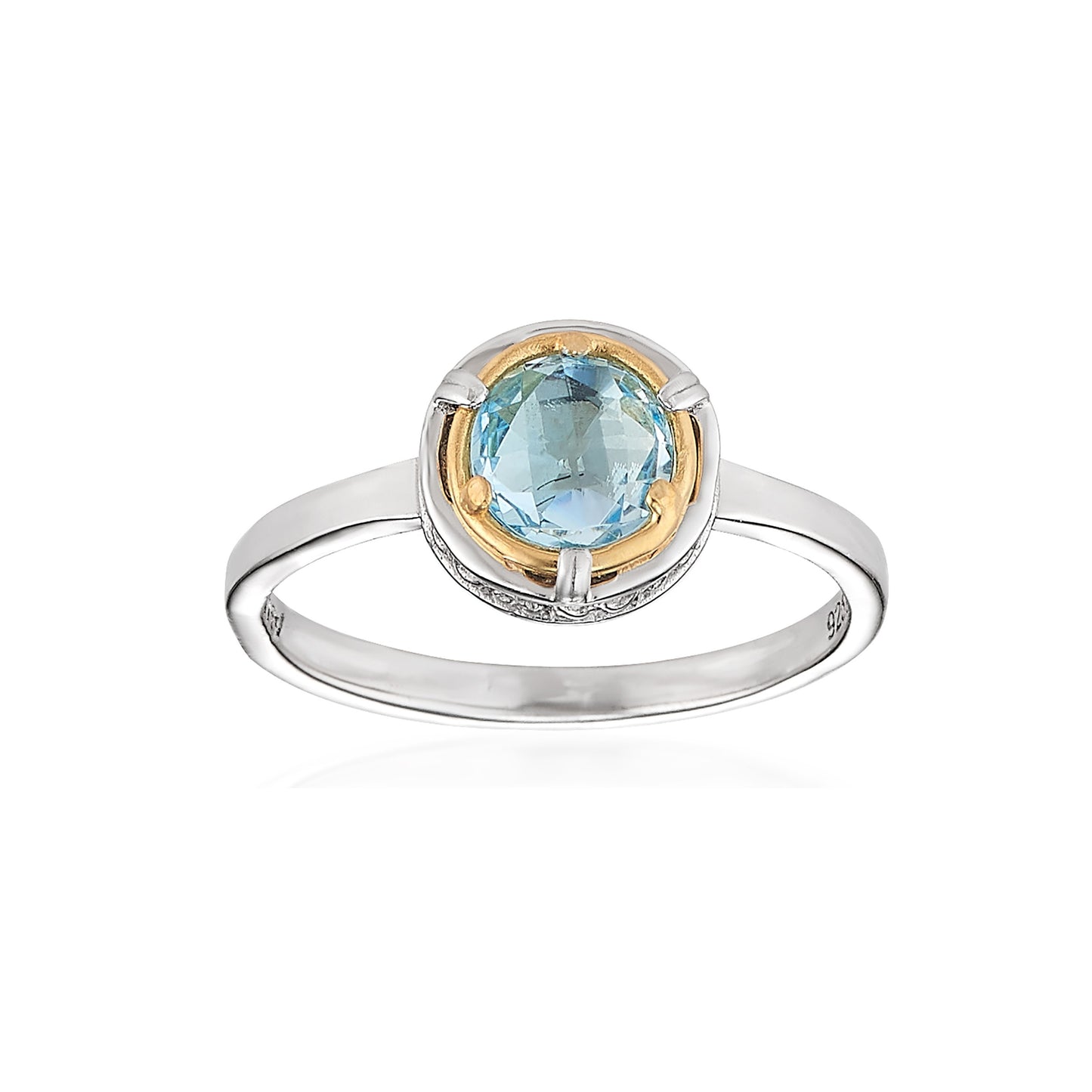 Anatoli Collection Sterling Silver & 18K Blue Topaz Ring (sml)