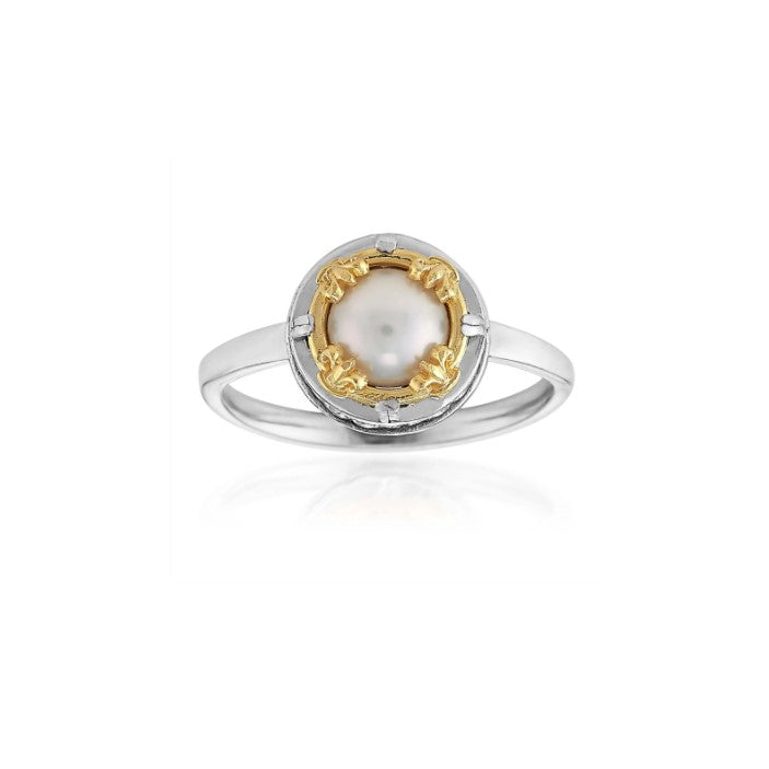 Anatoli Collection Sterling Silver & 18k White Freshwater Pearl Ring (sml)