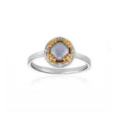 Anatoli Collection Sterling Silver & 18k Gray Freshwater Pearl Ring (sml)