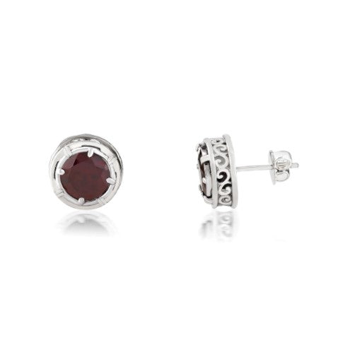 Anatoli Collection Garnet Stud Earrings (med)