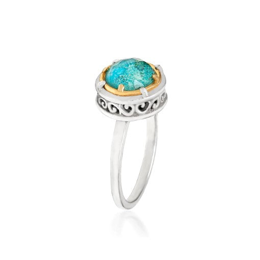 Anatoli Collection Sterling & Vermeil Chrysocolla Ring (med)
