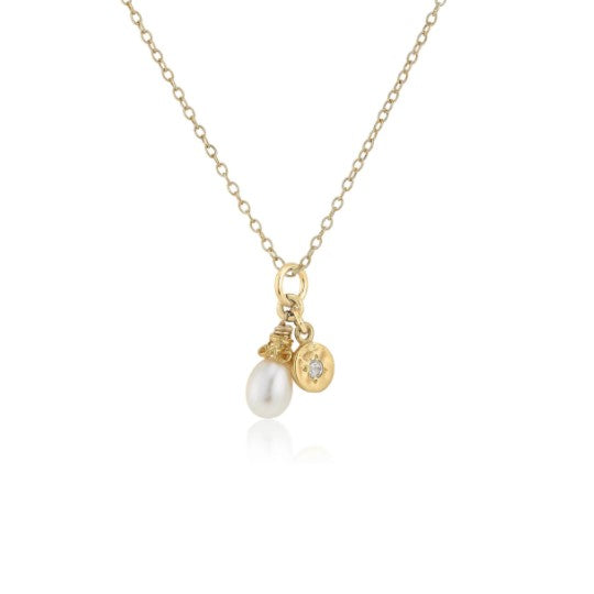 Anatoli Collection White Sapphire & Pearl Necklace