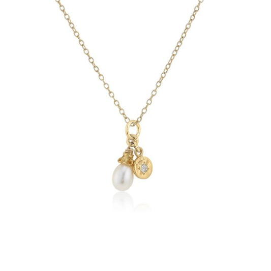 Anatoli Collection White Sapphire & Pearl Necklace
