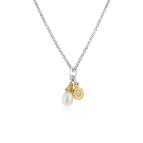Anatoli Collection White Sapphire & Pearl Necklace