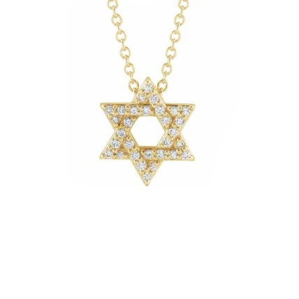 14K Yellow Gold Diamond Star of David Pendant