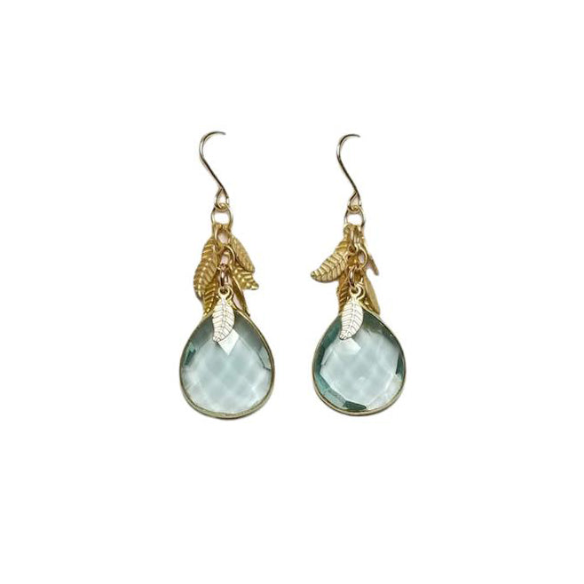 Anna Hollinger Collection Aqua Quartz Leaf Cluster Earrings (Med)