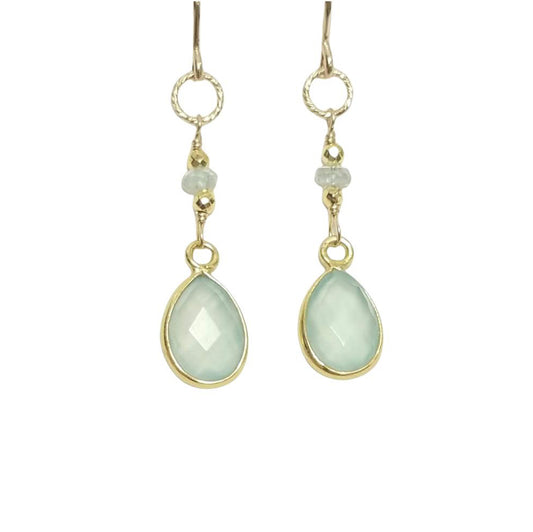 Anna Hollinger Collection Aqua Chalcedony & Green Amethyst Earrings