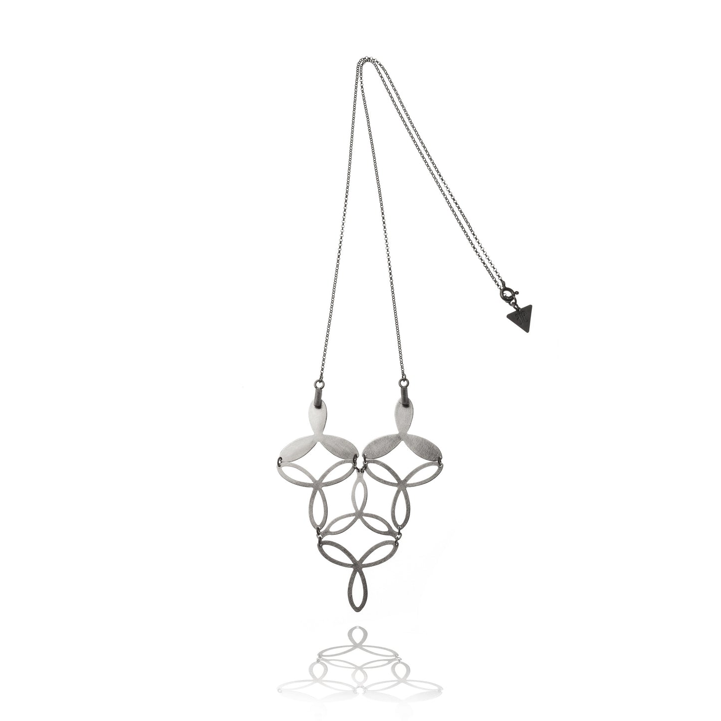 Mysterium Collection Oxidized Sterling & Steel Triple Petal Necklace