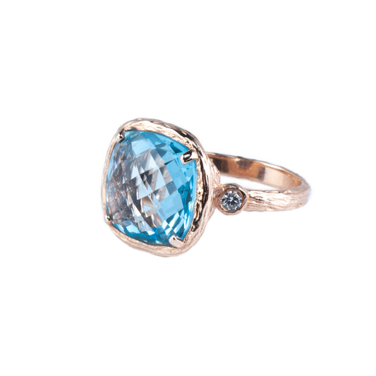 Riverbend Collection Rose Gold Blue Topaz Ring