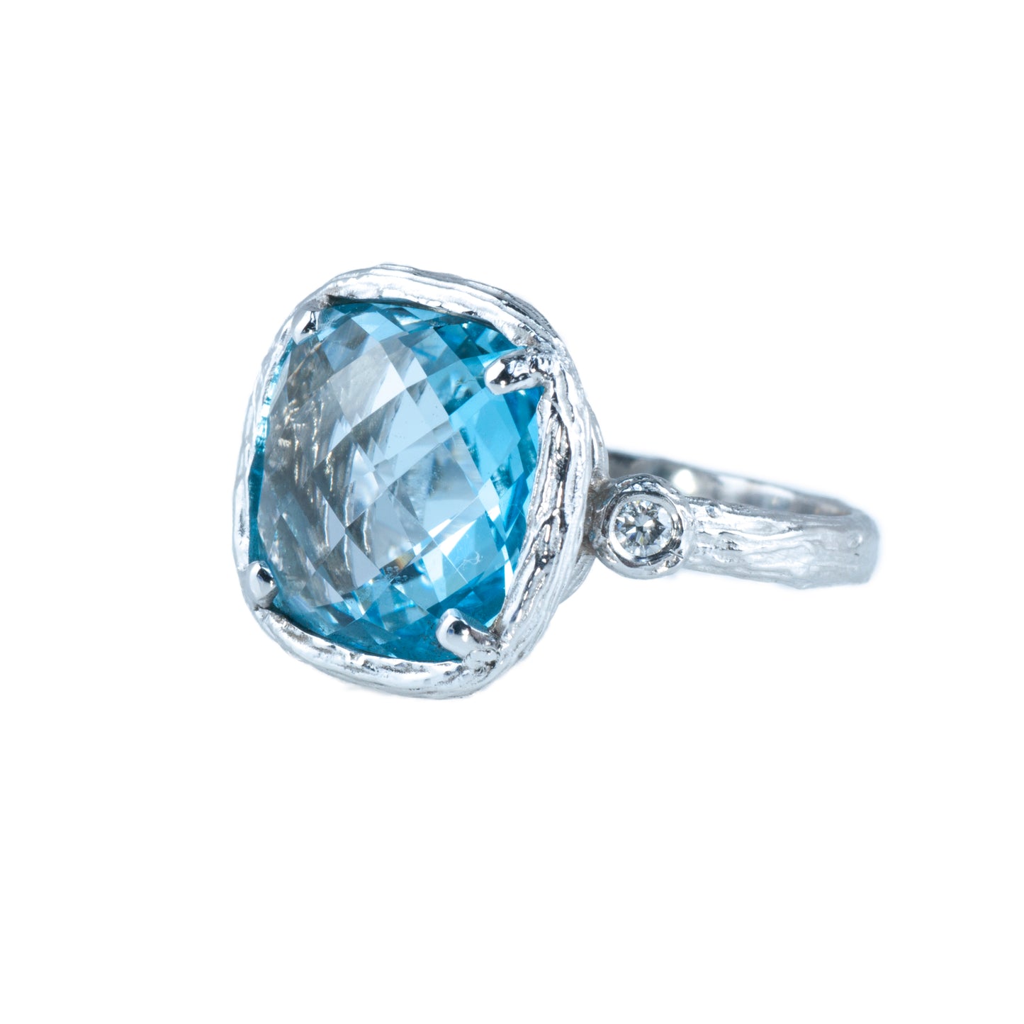 Riverbend Collection White Gold Blue Topaz Ring