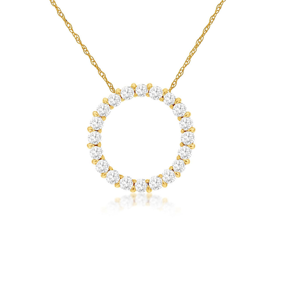 14K Yellow Gold 0.25ct Diamond Circle Pendant