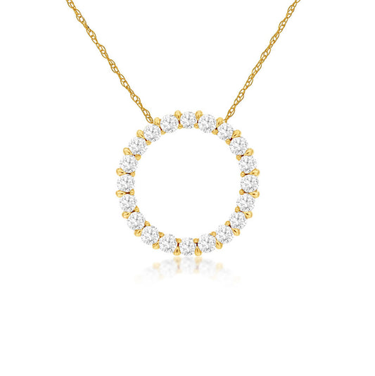 14K Yellow Gold 0.25ct Diamond Circle Pendant