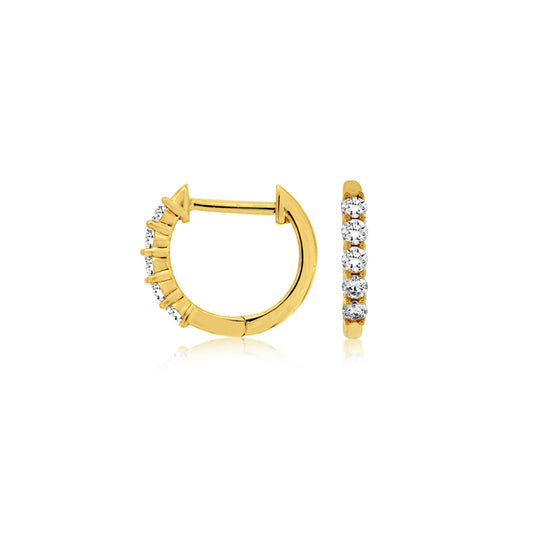 14K Yellow Gold Petit Diamond Hoop Earrings