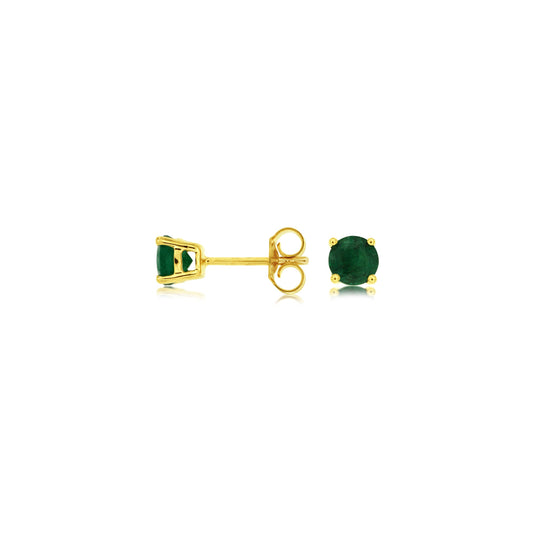 14K Yellow Gold Emerald Post Earrings